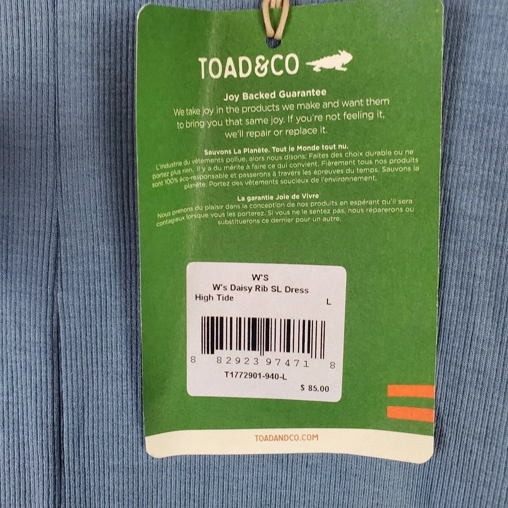 Toad & Co Daisy Rib A Line Dress Womens Large Blue Modal Round Neck Sleeveless - Picture 6 of 11